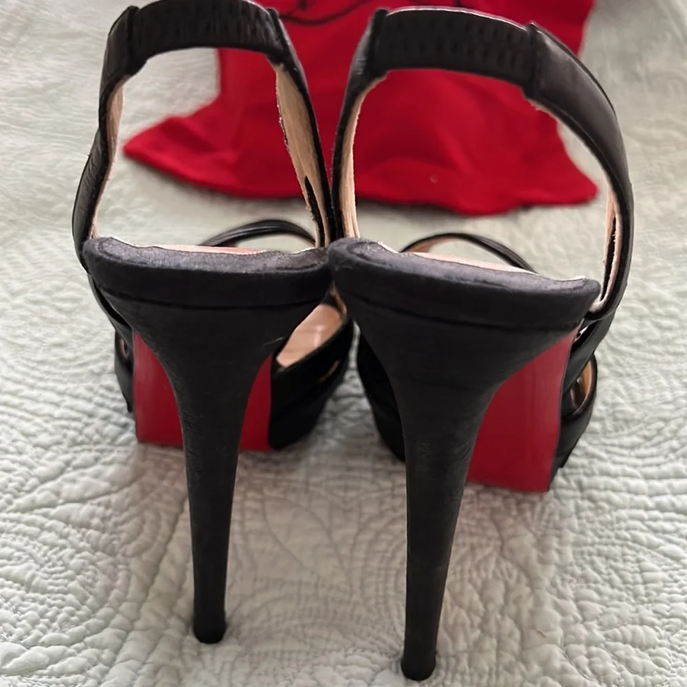 Louboutin black platform open toe stilettos - Picture 2 of 7